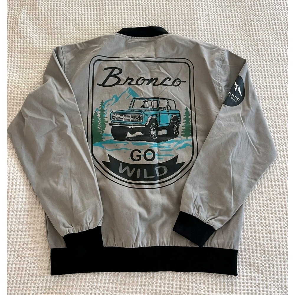 Ford Bronco Racing Bomber Jacket Grey Size Medium Road‎ Trip Collection